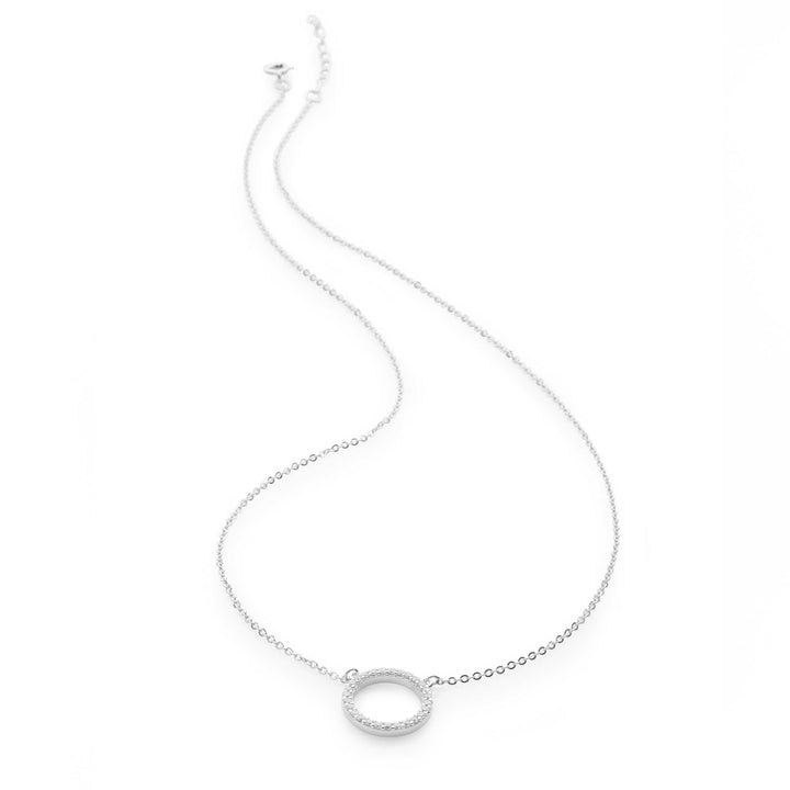 925 sterling silver cubic zirconia circle necklace (CHN11011)