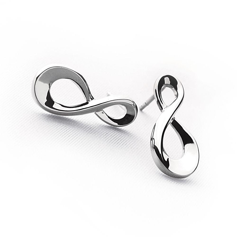 925 sterling silver fluid figure eight stud earrings