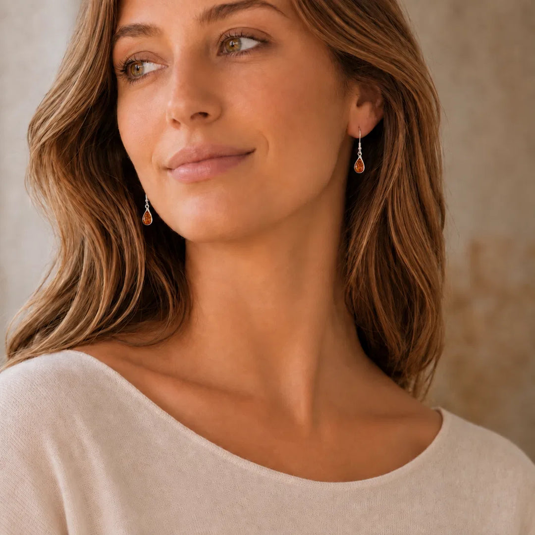 Amber Droplet Earrings
