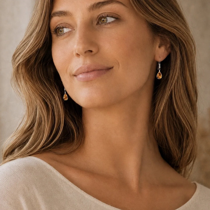 Amber Droplet Earrings