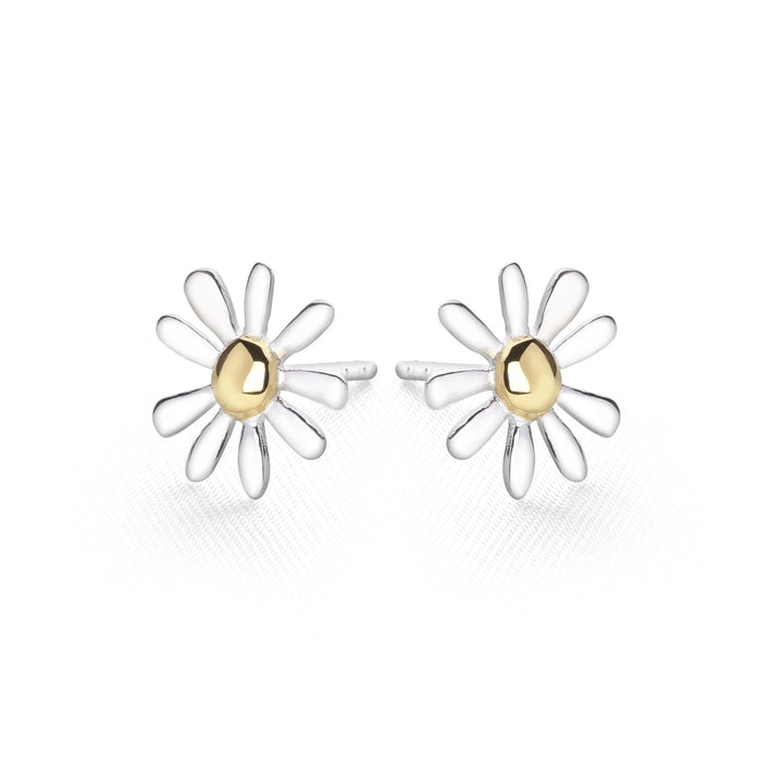 925 sterling silver daisy studs with gold plated middle