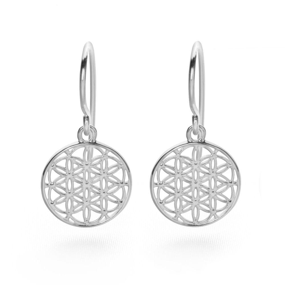 925 sterling silver flowers of life drop earrings