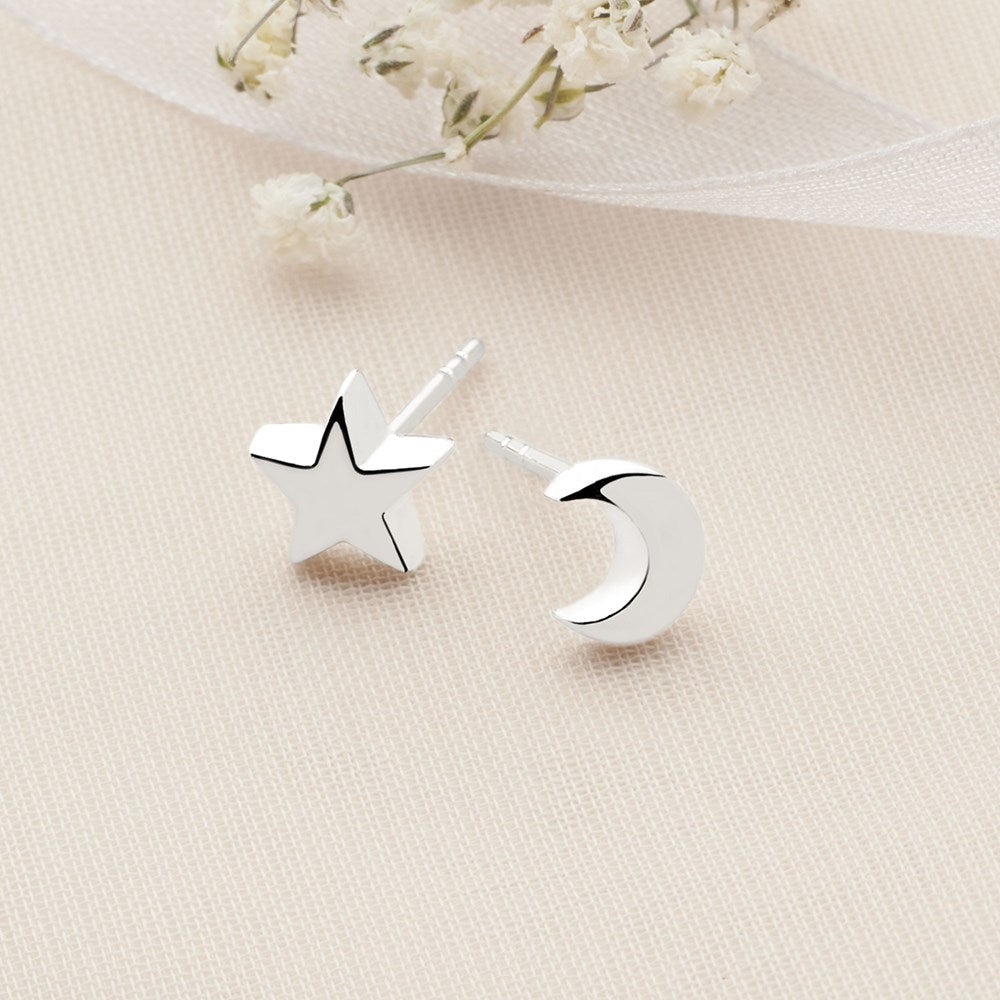 Night Sky Moon & Star Studs (E42281)