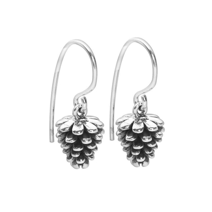 925 sterling Silver pine cone hook earrings (E42481)