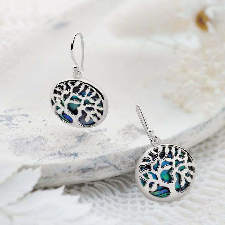 Abalone Tree of Life Earrings (E43281)