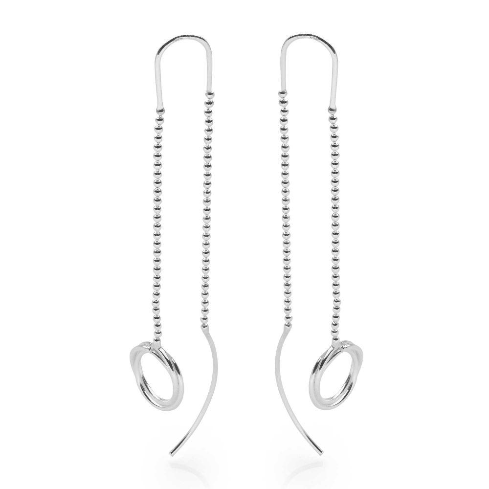 925 sterling silver drape earrings with melded hoops & silver balls. (E44741)