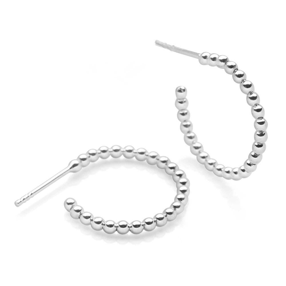 925 sterling silver beaded hoop earrings. (E44811)