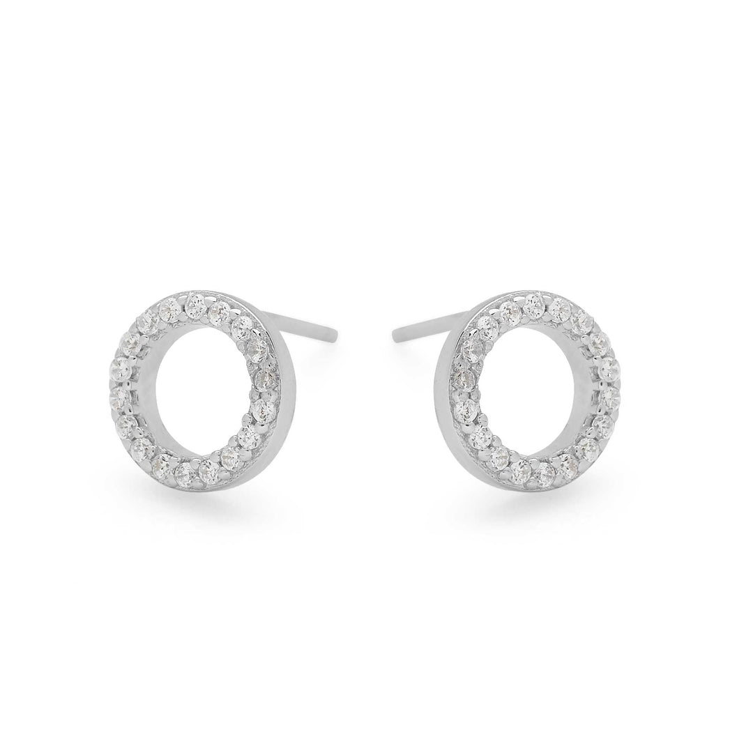 925 sterling silver cubic zirconia circle studs (E47621)