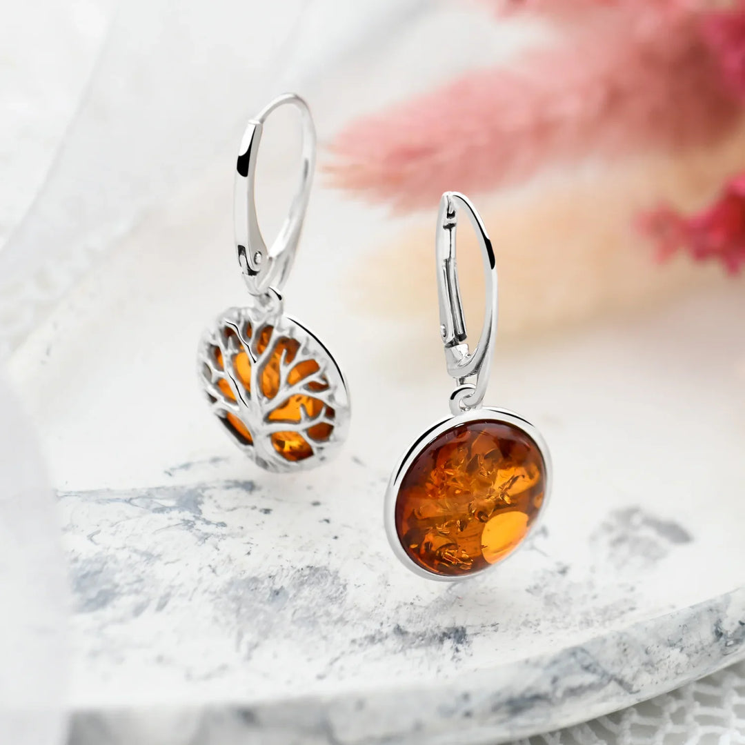 Tree of Life Amber Earrings (E47811)