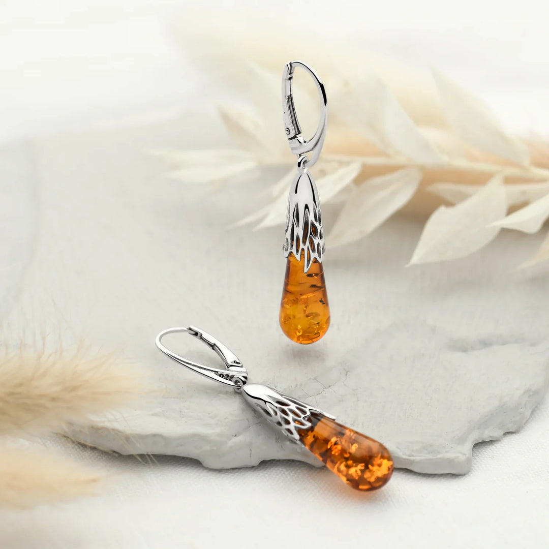 Melting Amber Drop Earrings (E47821)