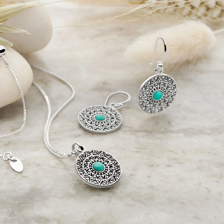 Mandala Turquoise Earrings