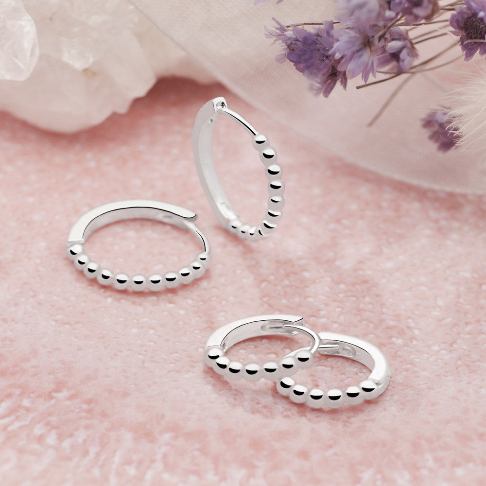 Reversible Silver Huggie Hoops - 12mm (E53881)