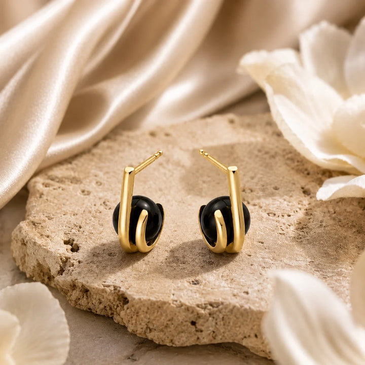 Midnight Aura Gold Earrings