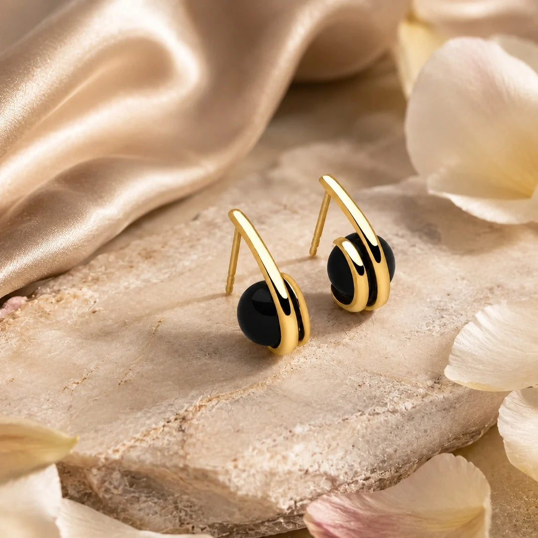 Midnight Aura Gold Earrings