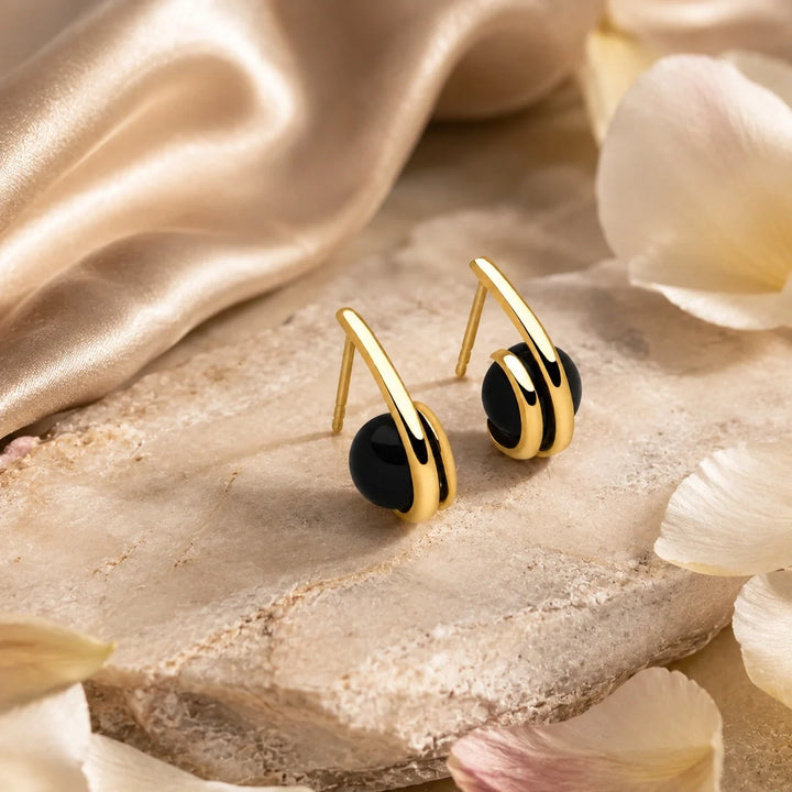 Midnight Aura Gold Earrings