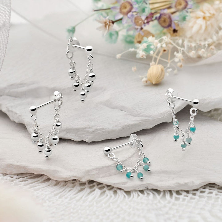 Raffia Silver Bead Earrings (E56201)