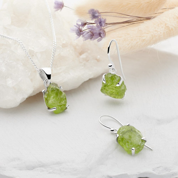 Raw Peridot Earrings (SPE02)