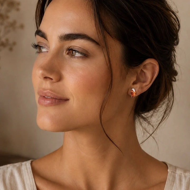 Amber Dew Drop Studs