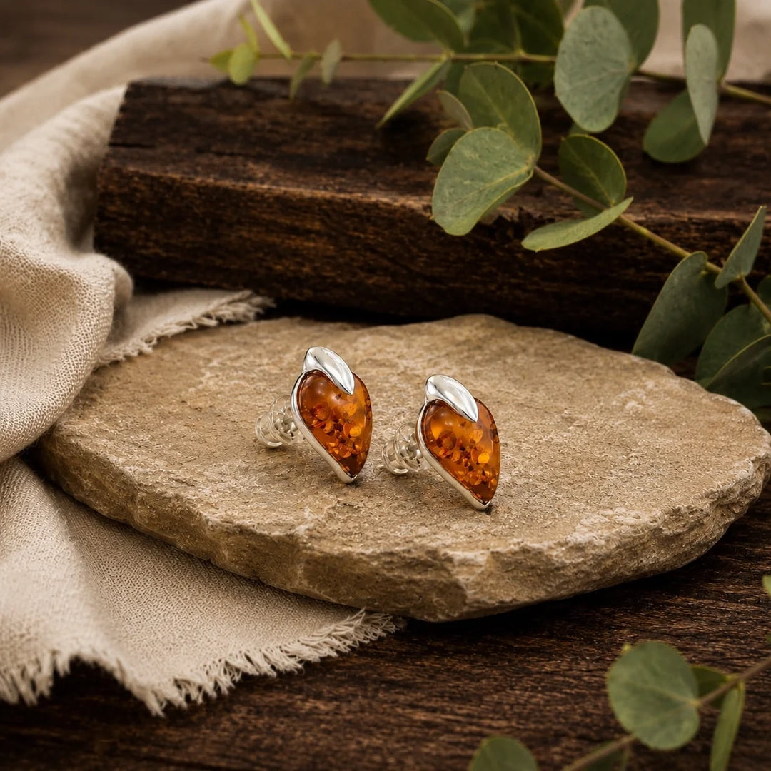 Amber Dew Drop Studs