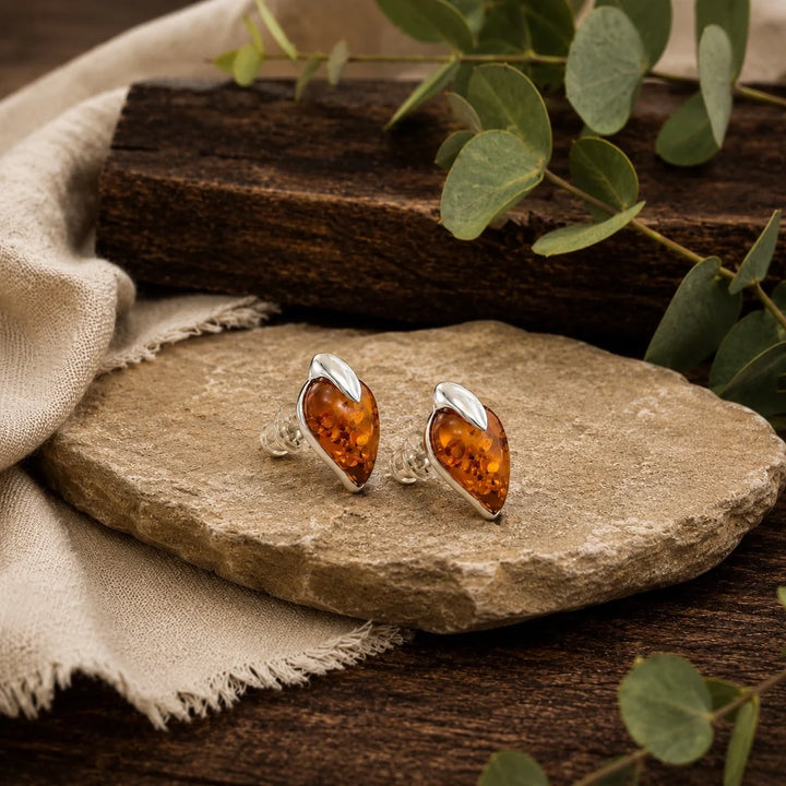 Amber Dew Drop Studs