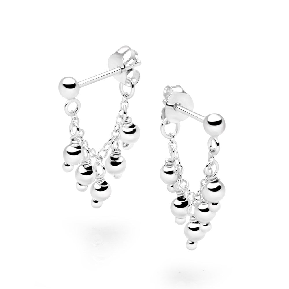 Raffia Silver Bead Earrings (E56201)