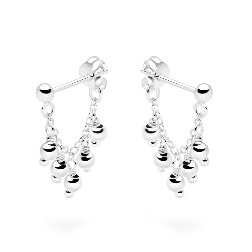 Raffia Silver Bead Earrings (E56201)