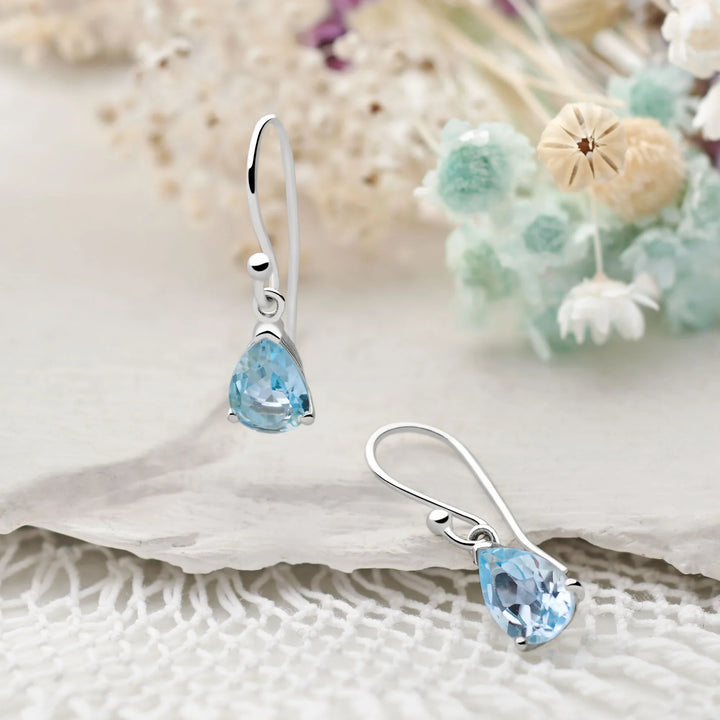 Blue Topaz Teardrop Earrings (SPE08)