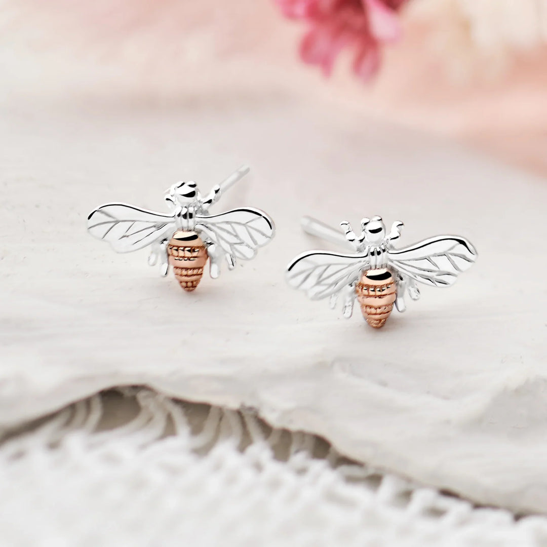 Golden Bee Silver Earrings