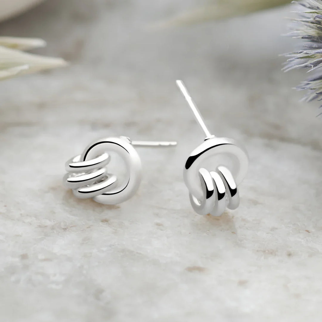 Silver Links Stud Earrings