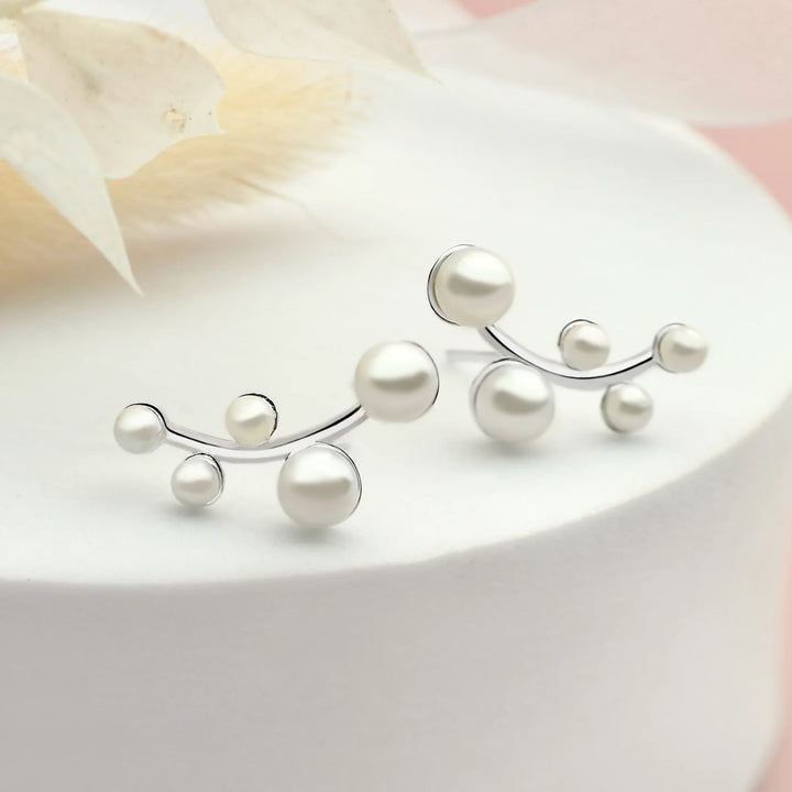 High Pearl Stud Earrings