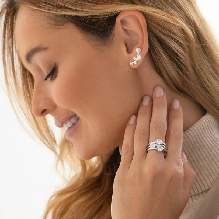 High Pearl Stud Earrings