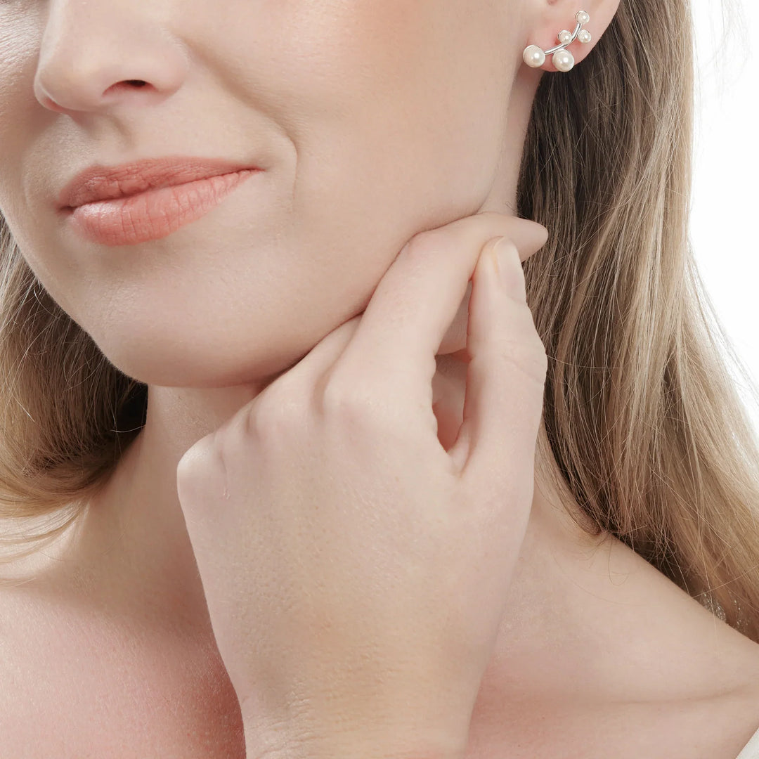 High Pearl Stud Earrings