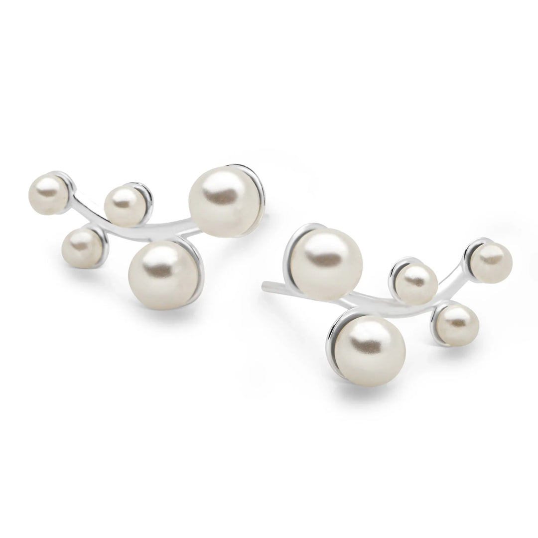 High Pearl Stud Earrings