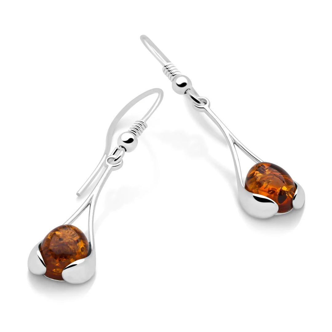 Fire Ball Amber Earrings (E58451)