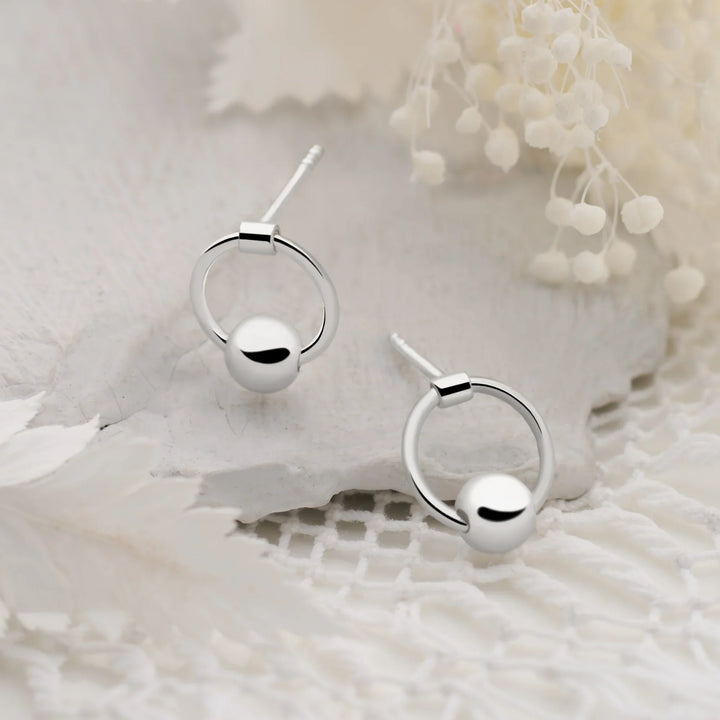 Silver Orbit Moon Studs (E58501)