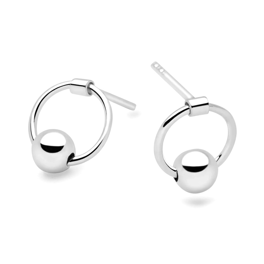 Silver Orbit Moon Studs (E58501)