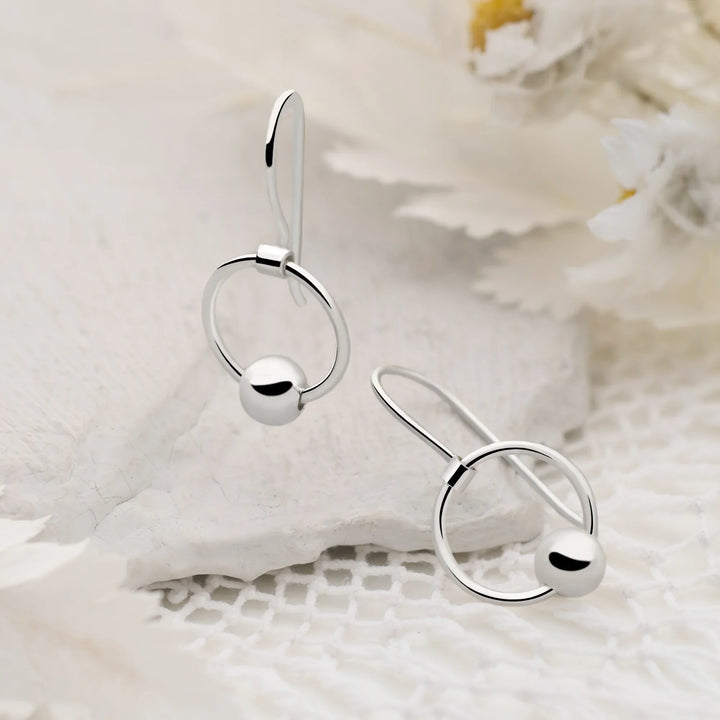 Silver Orbit Moon Earrings (E58511)