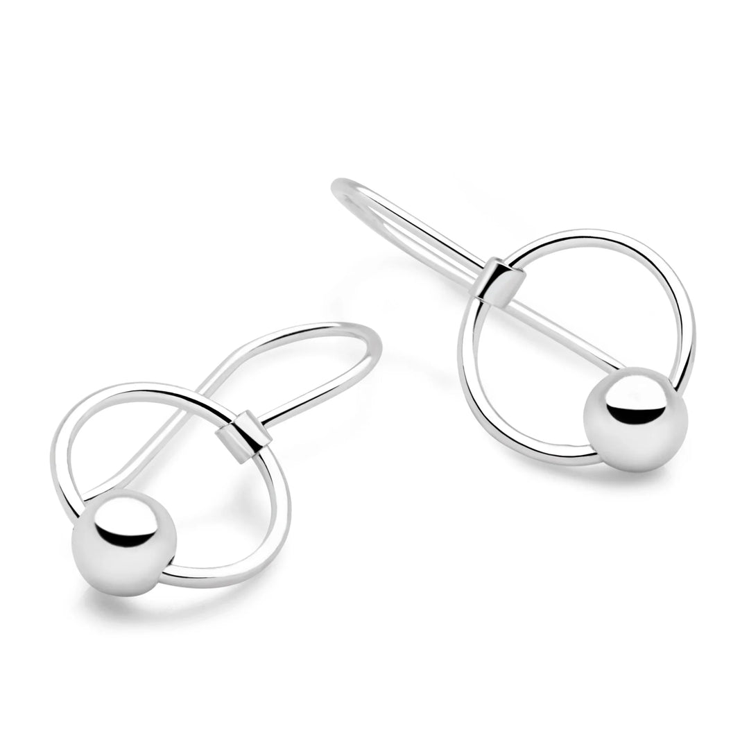 Silver Orbit Moon Earrings (E58511)