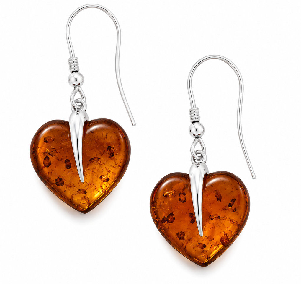 Amber Love Heart Earrings