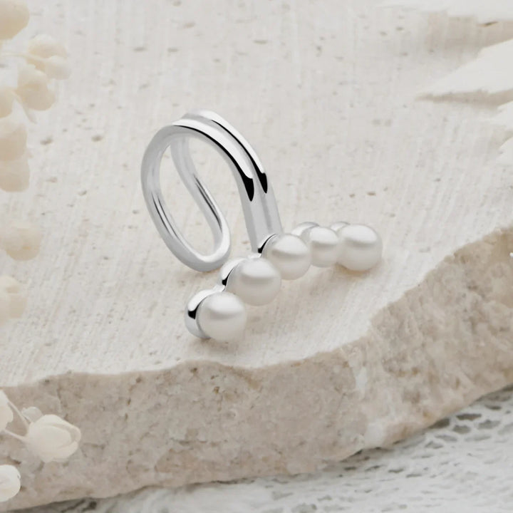 Pretty Pearl Silver Ear Cuff