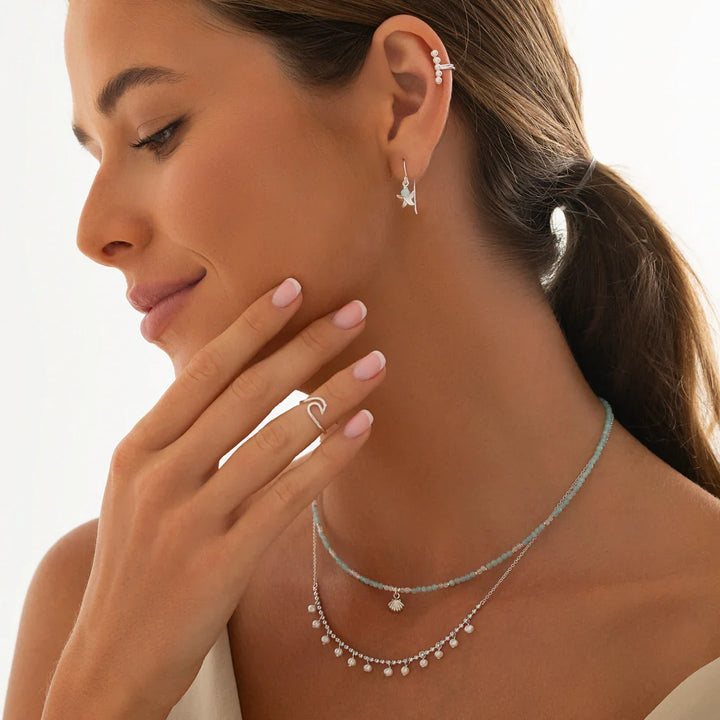 Pretty Pearl Silver Ear Cuff