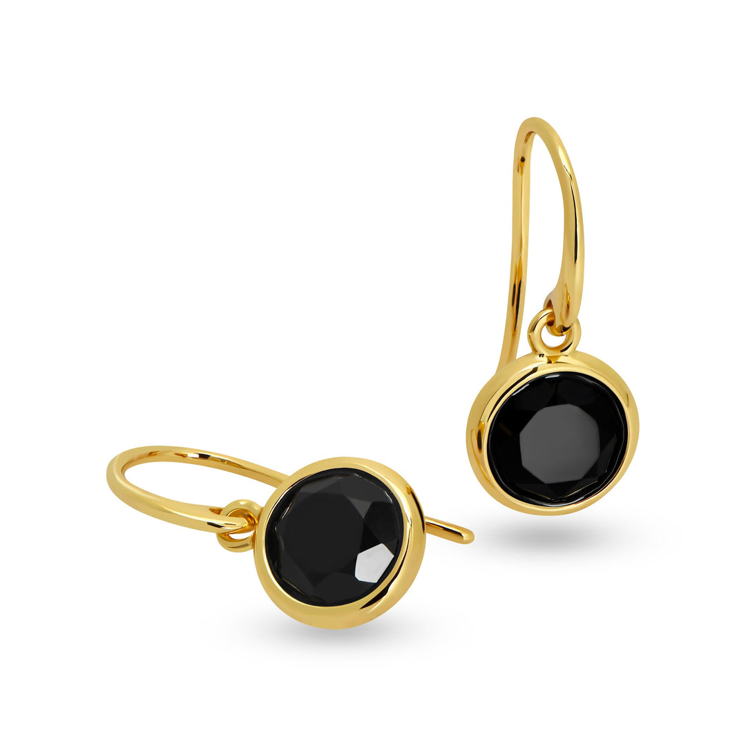 Round Black Onyx Drop Earrings