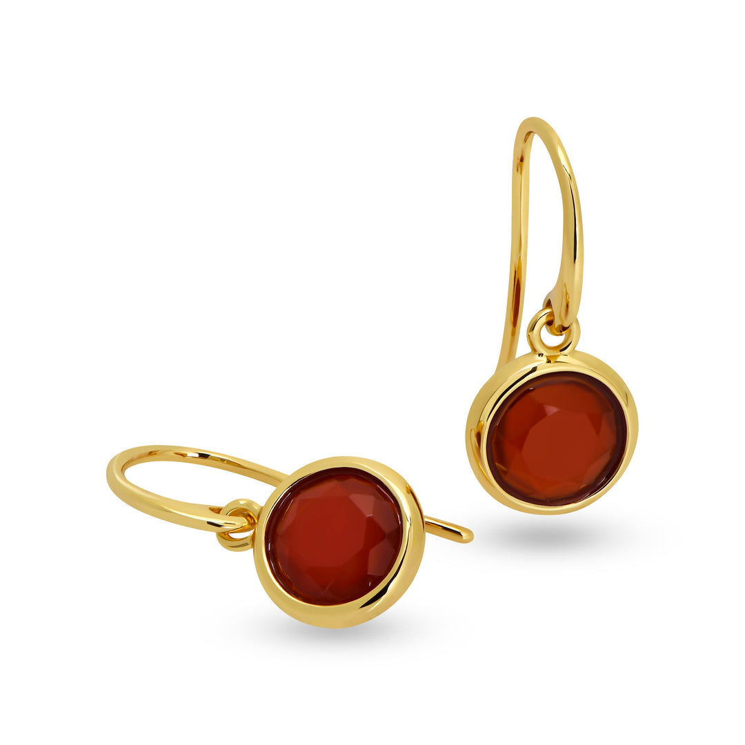 Round Red Agate Drop Earrings