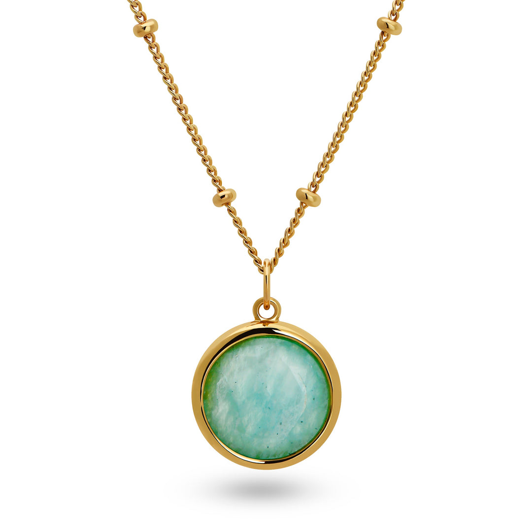 Round Amazonite Gold Necklace