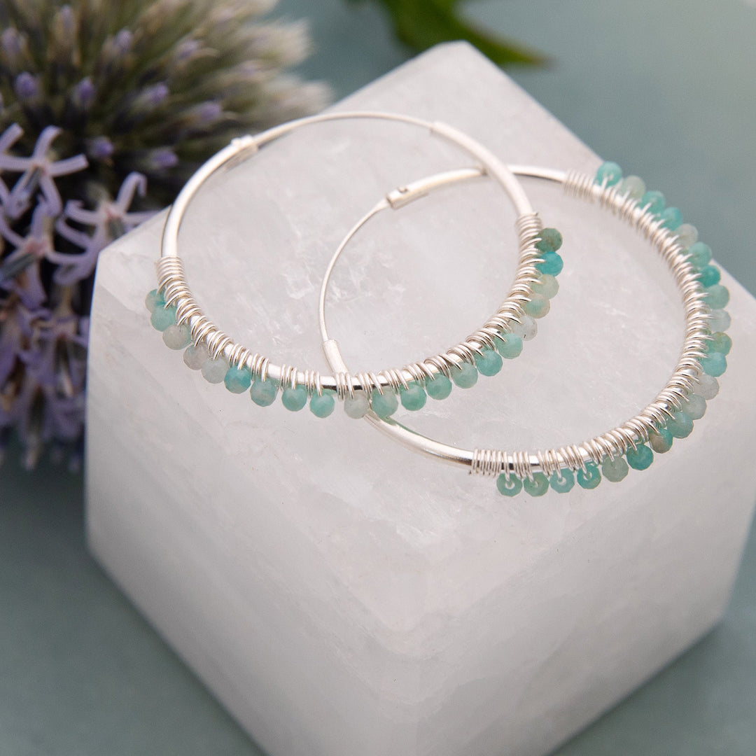 Amazonite Large Hoops