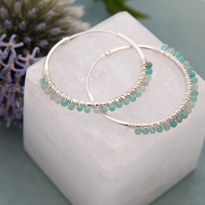 Amazonite Large Hoops