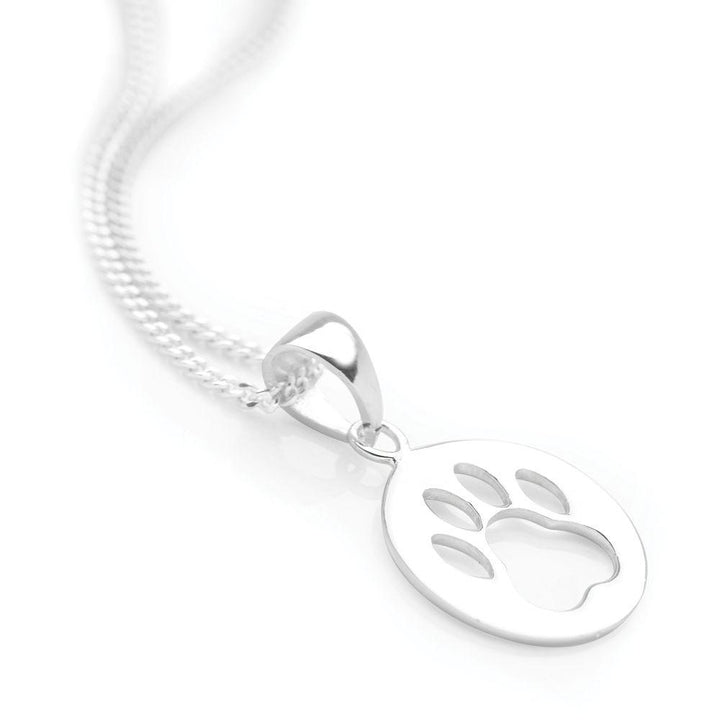 925 sterling silver paw print pendant. (P26851)