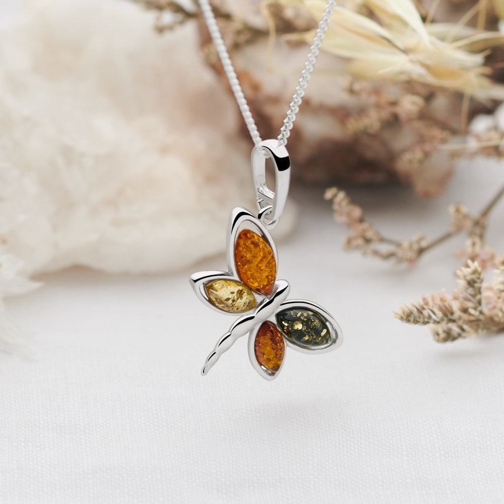 Dainty Dragonfly Amber Pendant (P27761)