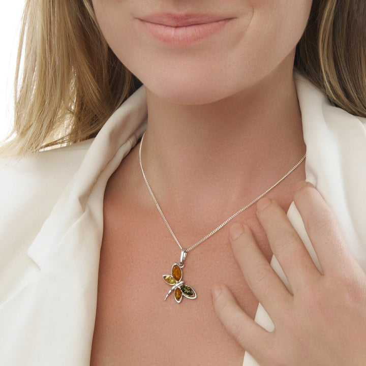 Dainty Dragonfly Amber Pendant (P27761)