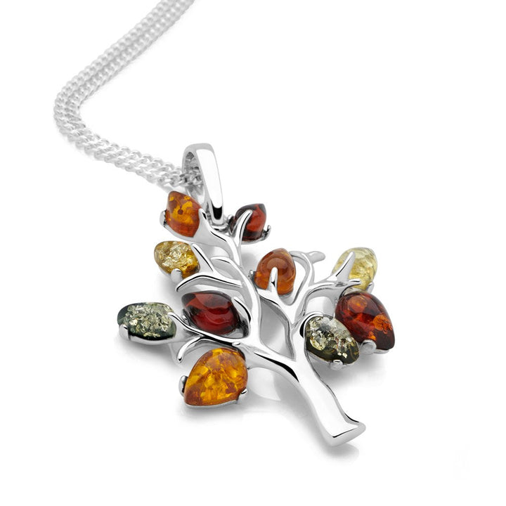 Multi Colour Amber Tree Pendant (P27791)